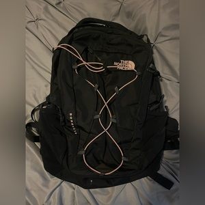 Black and Coral North Face Borealis Backpack